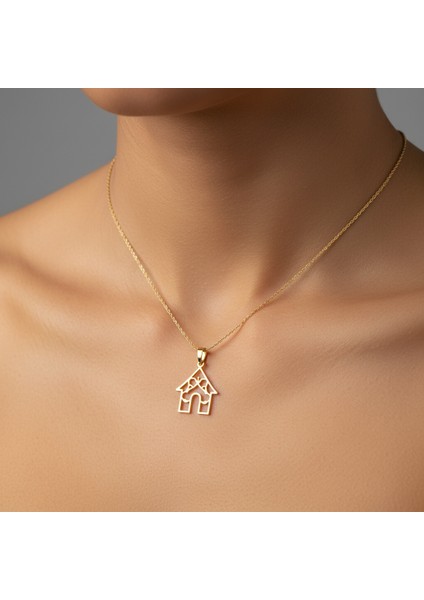 14 Ayar Altın Kolye Ucu Zencefilli Ev GM9249 1 gr