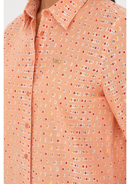 Kadın Somon Gömlek Desenli 50280941-VR047