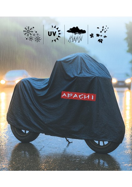 Apachi Xsr 125 Motor Branda Siyah Su Geçirmez Logolu Motosiklet Brandası