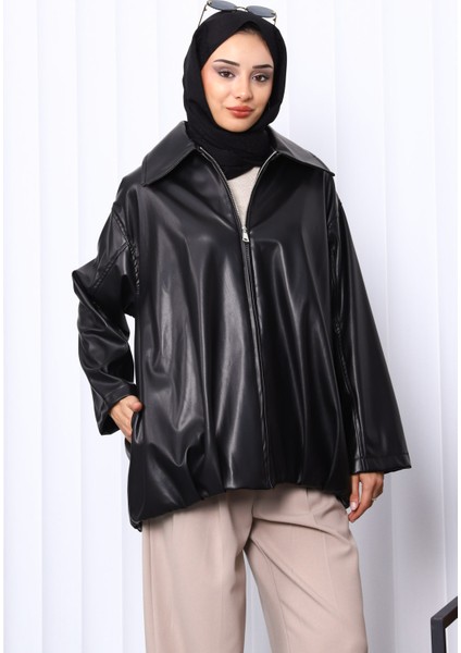 Siyah Kemerli Deri Ceket modelleri