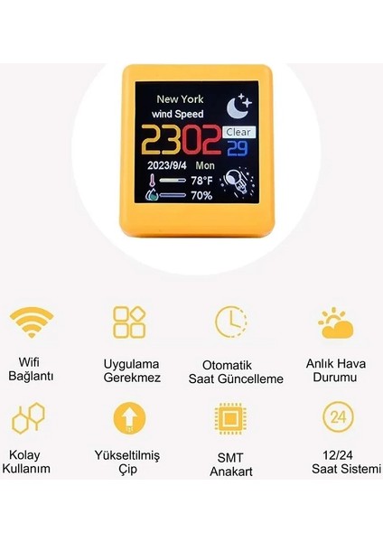 Akıllı Mini Hava Durumu Istasyonu Dijital Ekran Wifi Saat Sıcaklık Nem 1.54 Inç LED LCD 28X28MM fırsatları
