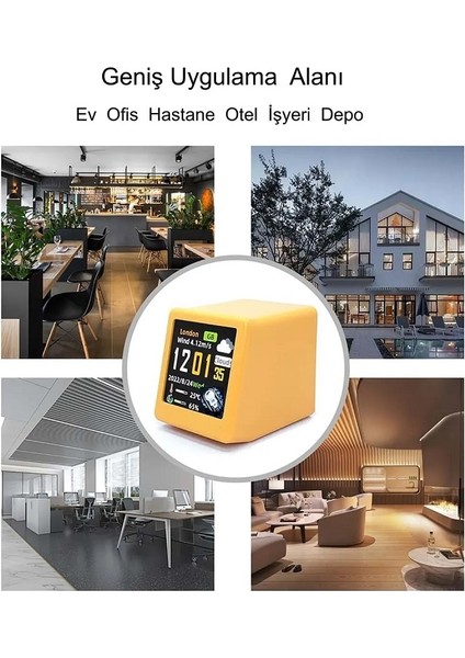 Akıllı Mini Hava Durumu Istasyonu Dijital Ekran Wifi Saat Sıcaklık Nem 1.54 Inç LED LCD 28X28MM