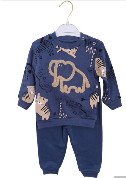 Fil Desenli Kabartmalı Erkek Bebek/çocuk Alt Üst Takım modelleri