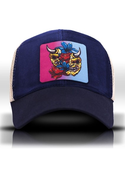 Asian Style Lacivert Krem Beyzbol Şapka Unisex