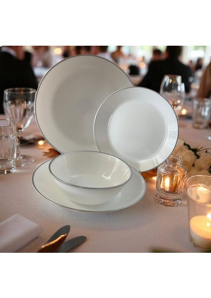 Oftast 6 Kişilik Yaldızlı 24 Parça Yemek Takımı Pltn