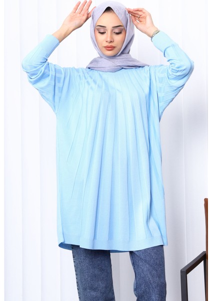Bebe Mavi Bisiklet Yaka Merserize Triko Tunik modelleri
