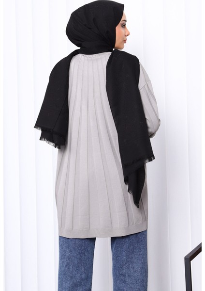 Gri Bisiklet Yaka Merserize Triko Tunik fırsatları