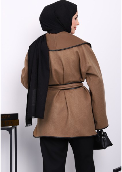 Vizon Deri Biyeli Şal Yaka Kaşe Ceket fırsatları