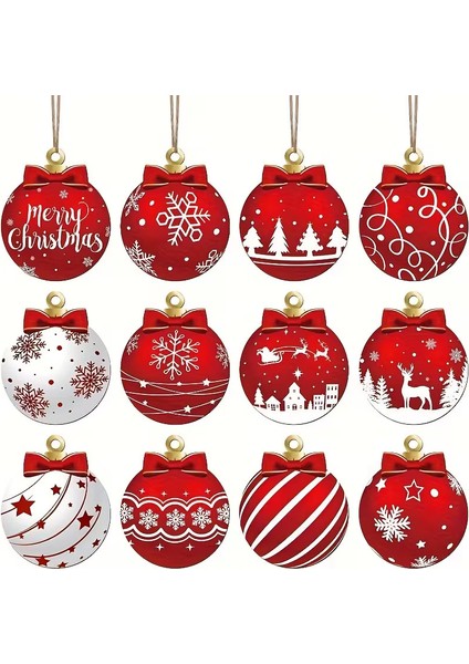 12 Adet Rustik Ahşap Noel Süsleri modelleri