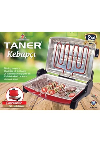 Taner Kebapçı Yeni Nesil Jumbo Boy Çifte Telli Elektrikli Izgara Çevirmesi Kolay Kapaklı Barbekü