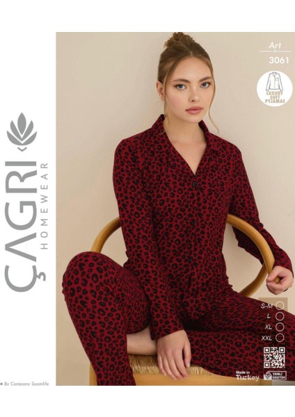 Çağrı Kadın Kışlık Süet Uzun Kollu Önü Düğmeli Pijama Takımı