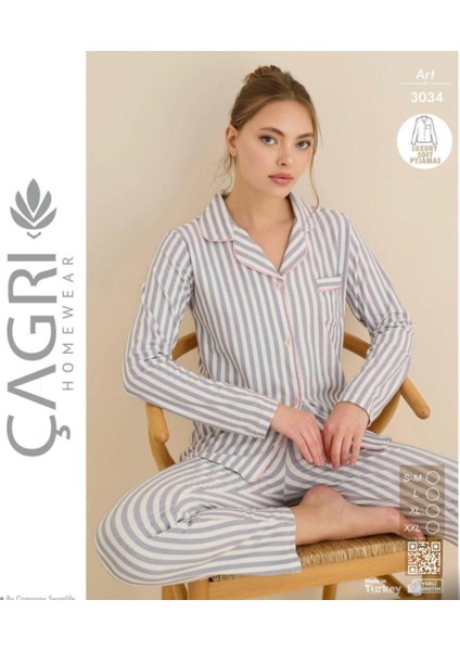 Çağrı Kadın Kışlık Süet Uzun Kollu Önü Düğmeli Pijama Takımı