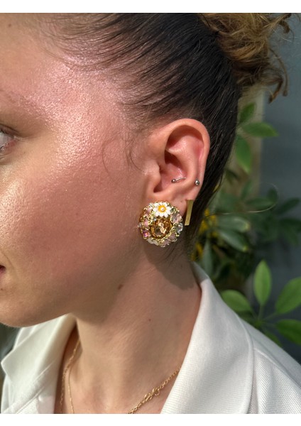 El Işçiliği Çiçek Detaylı , Kristal Taşlı Küpe fiyatları