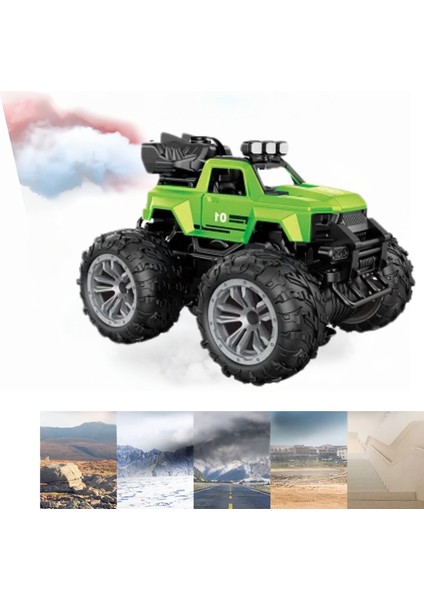 Oyuncak 4x4 Uzaktan Kumandalı Duman Atan 4 Çeker Motor Şarjlı Hız Vites Tuşlu Araba Buhar Atan Jeep Araba 15 Km/h Hız Mavi, Yeşil, Kırmızı