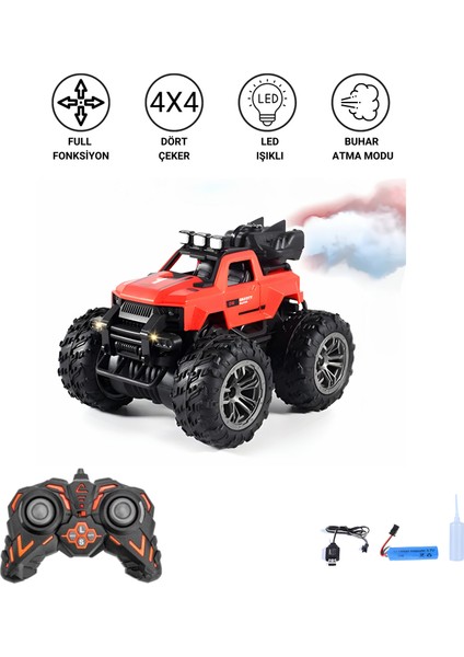 Oyuncak 4x4 Uzaktan Kumandalı Duman Atan 4 Çeker Motor Şarjlı Hız Vites Tuşlu Araba Buhar Atan Jeep Araba 15 Km/h Hız Mavi, Yeşil, Kırmızı fiyatları