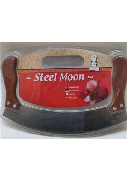 Steel Moon Çift Saplı Satır Bıçağı Et ve Sebze Kıymak Için Çelik Zırh Bıçak