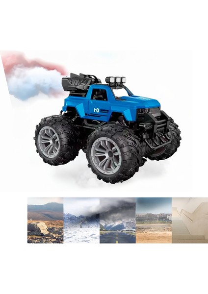 Oyuncak 4x4 Uzaktan Kumandalı Duman Atan 4 Çeker Motor Şarjlı Hız Vites Tuşlu Araba Buhar Atan Jeep Araba 15 Km/h Hız Mavi, Yeşil, Kırmızı indirimleri