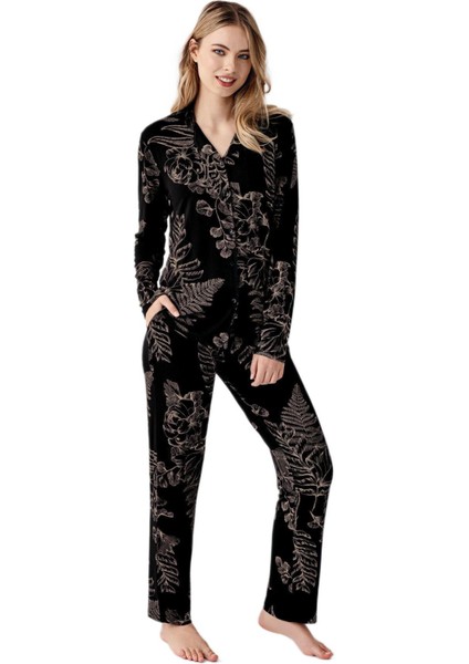 Kadın Siyah Pijama Takımı 3440