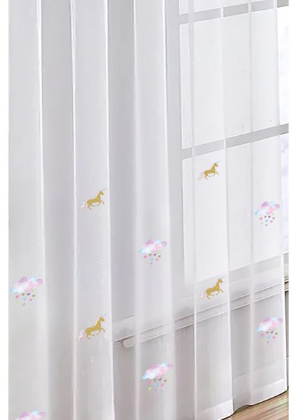 Unicorn Desenli Çocuk Odası Tül Perde Üzerine Isim Yazılabilir Özel Ölçü Dikilebilir fiyatları