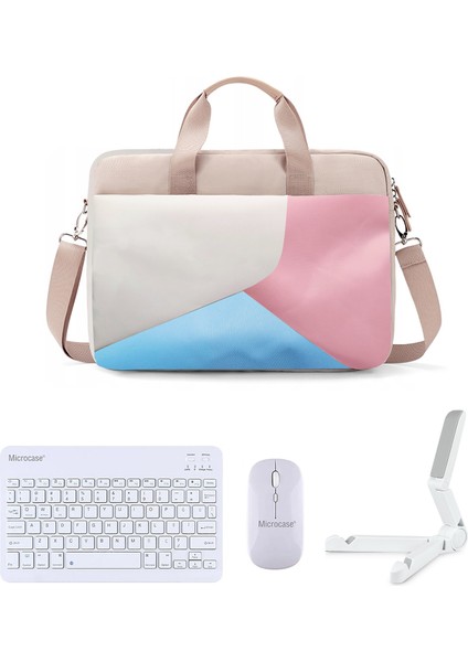 Apple iPad 10.2 Inch Için Macbook Çantası+Türkçe Klavye+Mouse+Tablet Standı Beyaz AL5165