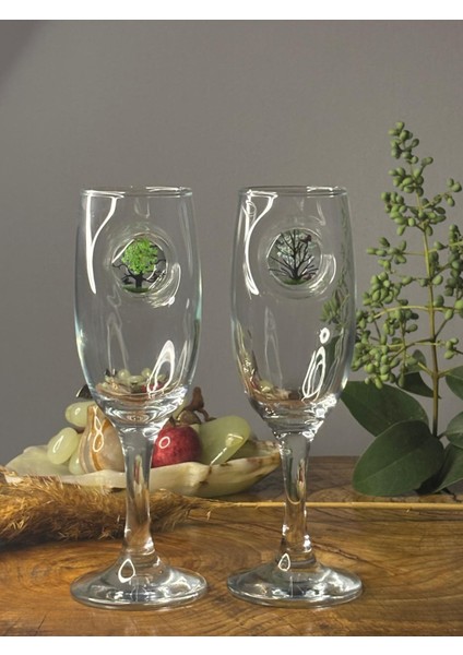 Pembe Çiçekli Kadehi – 2’li Set - (kahve yanı su/kokteyl bardağı) 190 ml