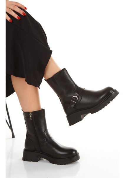 Hakiki %100 Deri Kalın Topuklu Yandan Tokalı Kadın Bot fırsatları