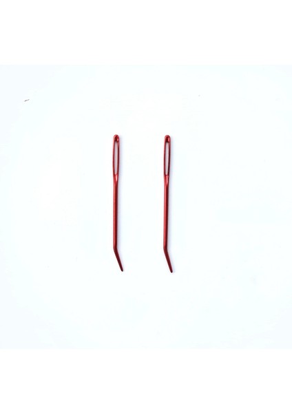 Demir Renkli Eğri Yün Iğnesi Kırmızı