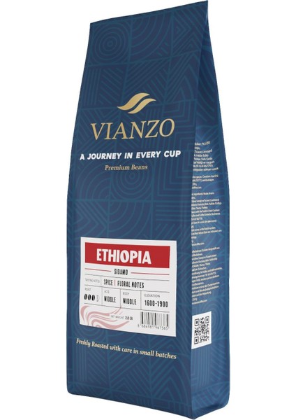 Ethiopia Sidamo Öğütülmüş Filtre Kahve, %100 Arabica 250 G