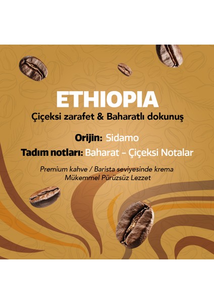 Ethiopia Sidamo Öğütülmüş Filtre Kahve, %100 Arabica 250 G fırsatları