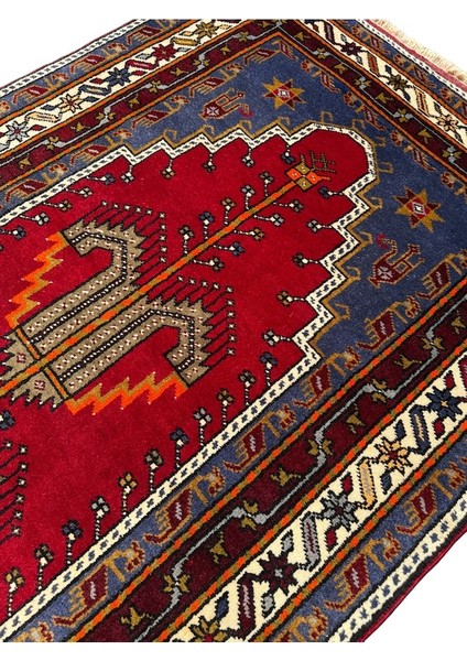 El Dokuma Sıfır Konya Kavak Halısı Seccade 117X185 Kök Boya Sık Namazlık Kırmızı fiyatları