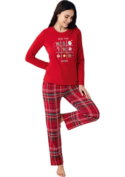 Kadın Kırmızı Pijama Takımı 3512