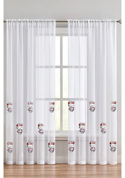 Hello Kitty Kız Çocuk Odası Tül Perde ( Özel Ölçü ve Üzerine Isim Yazılabilir.)