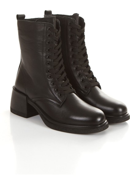 %100 Hakiki Deri Kalın Topuklu Kaymaz Taban Kadın Bot