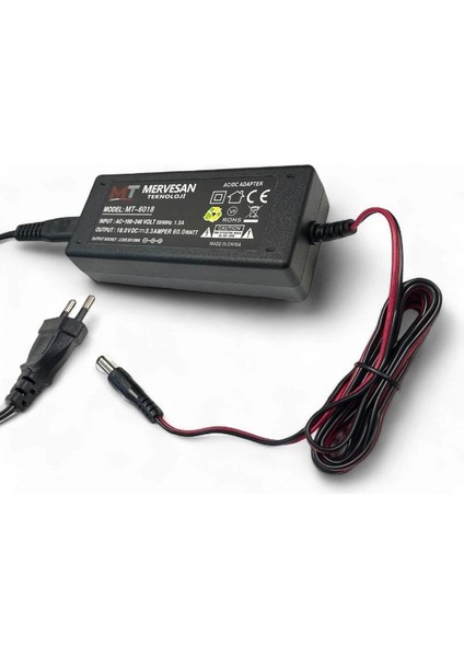 MT-6018 Dc 18VOLT 3.3AMPER Smps Adaptör 5.5x2.5mmm Jak Fişli