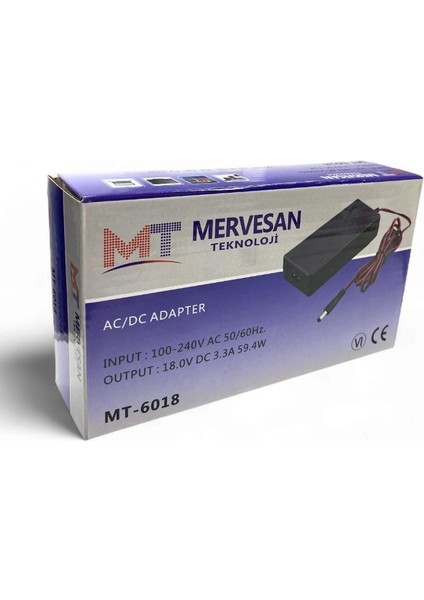 MT-6018 Dc 18VOLT 3.3AMPER Smps Adaptör 5.5x2.5mmm Jak Fişli modelleri