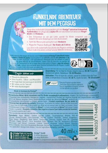 Kneipp Naturkind Alman Kalitesi Fulkelmahne Çocuklar Için Pembe Renkli Banyo Köpüğü 40ML fiyatları