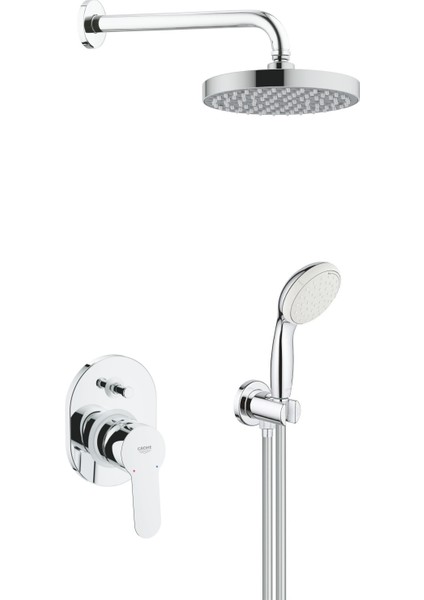 2 Çıkışlı Ankastre Duş Seti, Bau Edge 29039 Bataryalı, Krom (29039 26406 27851 27541)