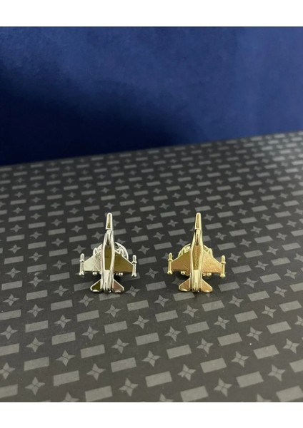2 Adet Uçak Rozet Gold ve Gümüş Renk