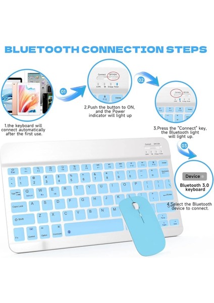 Klavye ve Mouse Seti Kablosuz Bluetooth Türkçe Q Ios/androidtablet Telefon Uyumlu Şarjlı fiyatları