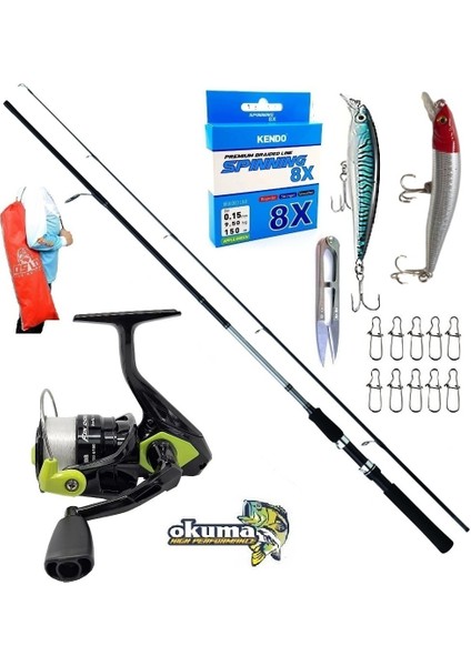 Okuma Fın Chaser 4000 240CM 20-40GR Daiwa Sweepfire Rapala Maket Balık Spin Olta Takımı Seti