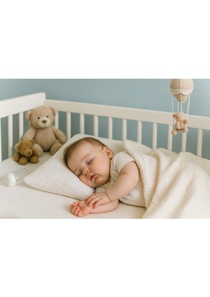 Ortopedik Visco Bebek Yastığı 40X26 cm Omurga Destekli 1 Adet Müslin Yastık Kılıfı modelleri