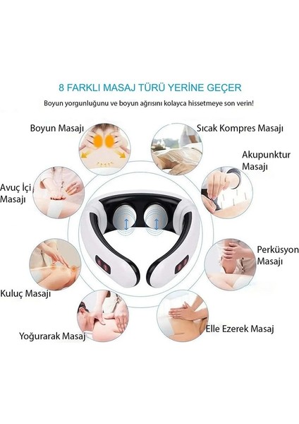 Masaj Boyun Omuz USB Şarjlı Masaj Aleti Fizik Tedavi Manyetik Boyun Ağrısı Cihazı Servikal indirimleri