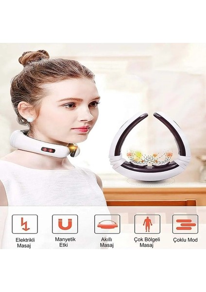 Masaj Boyun Omuz USB Şarjlı Masaj Aleti Fizik Tedavi Manyetik Boyun Ağrısı Cihazı Servikal