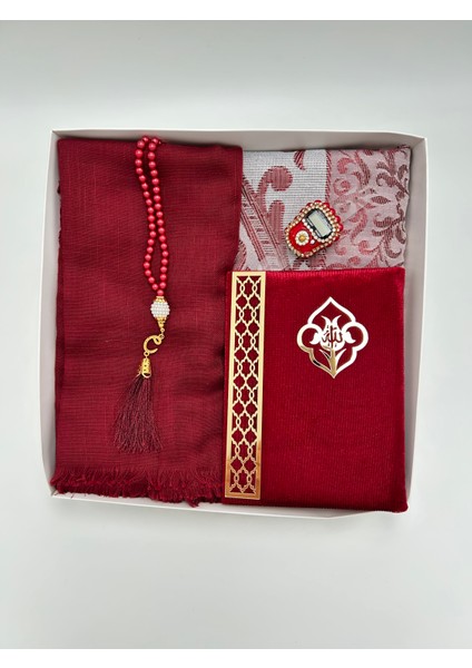 Çeyizlik Hediyelik 5 Parça Gelin Damat Bohça Seti Namaz Örtüsü Tafta Seccade Tesbih Yasin Zikirmatik