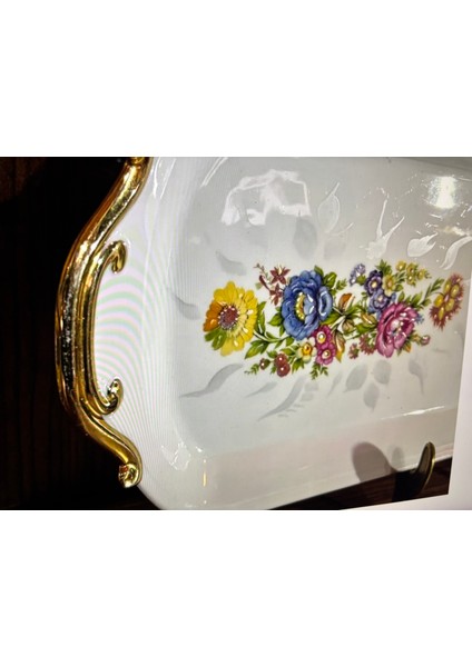 Limoges El Boyama Porselen Tepsi - 40 cm x 16 cm Ölçülerinde