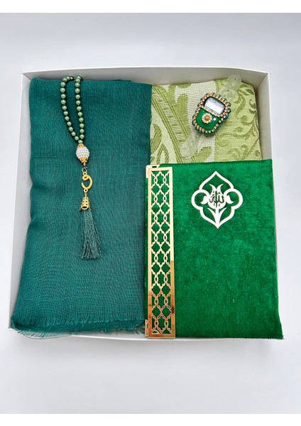 Çeyizlik Hediyelik 5 Parça Gelin Damat Bohça Seti Namaz Örtüsü Tafta Seccade Tesbih Yasin Zikirmatik