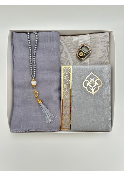 Çeyizlik Hediyelik 5 Parça Gelin Damat Bohça Seti Namaz Örtüsü Tafta Seccade Tesbih Yasin Zikirmatik
