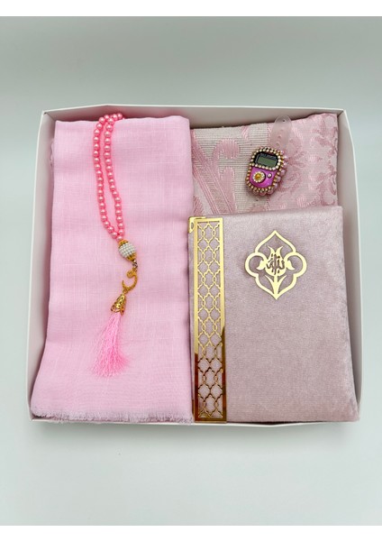 Çeyizlik Hediyelik 5 Parça Gelin Damat Bohça Seti Namaz Örtüsü Tafta Seccade Tesbih Yasin Zikirmatik