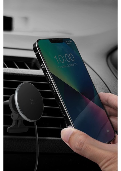 Magdrive 2in1 Izgara Klipsli ve Vantuzlu 15W Kablosuz Şarjlı Manyetik Magsafe Araç Tutucu - Siyah indirimleri