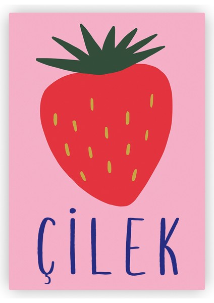 Çilek Çocuk Odası Posteri Çocuklar İçin Ahşap Poster 20X29 cm
